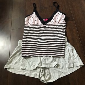 Polka dot/striped spaghetti strap tank top